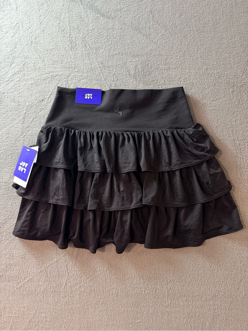 JoyLab - Women's Black Tiered Ruffle Mini Skort with Wide Waistband - Picture 5 of 5